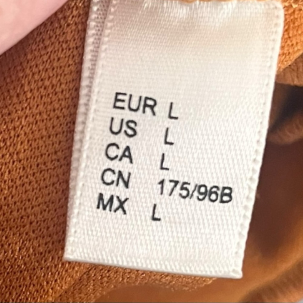 Camel Mock Neck Ribbed Long Sleeve Knit Top W/ Exaggerated Shoulders Large | EUC - Picture 7 of 9